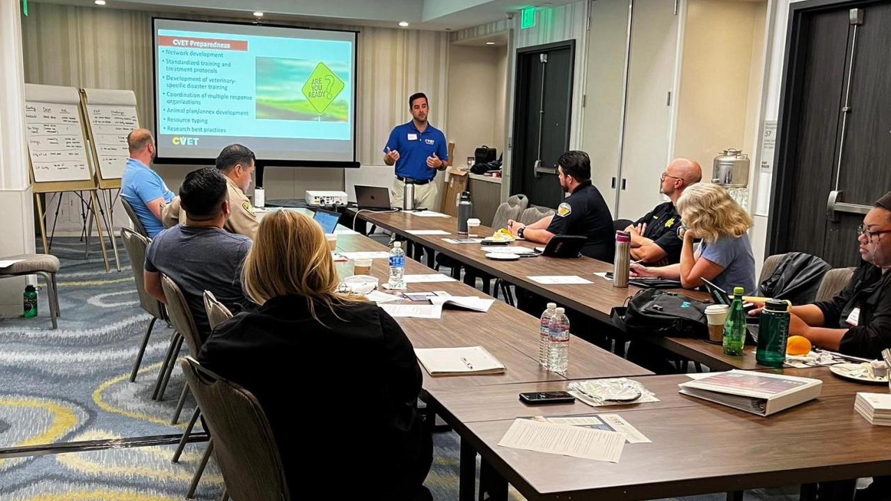 CVET associate director Will Burke presenting a tabletop exercise