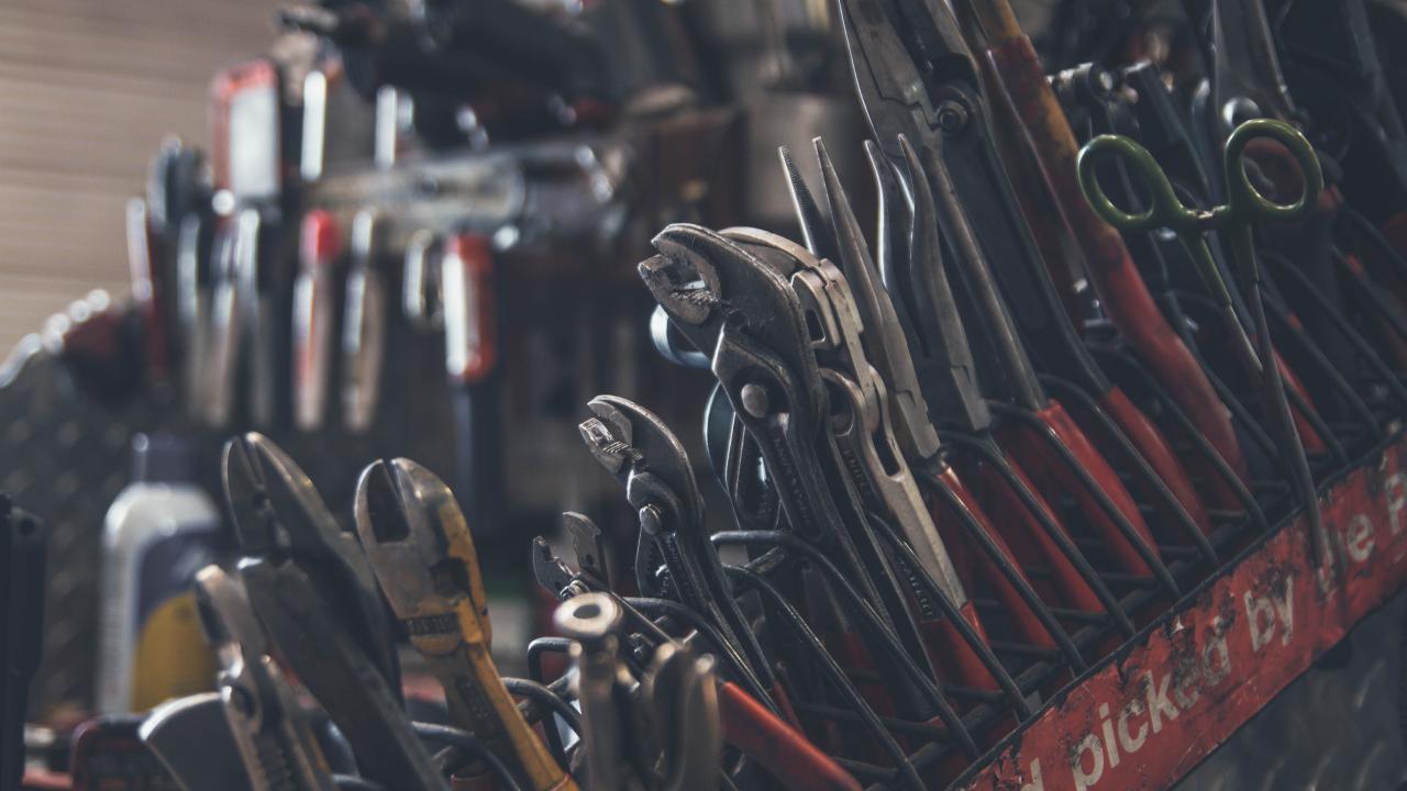 tools lined up in a row