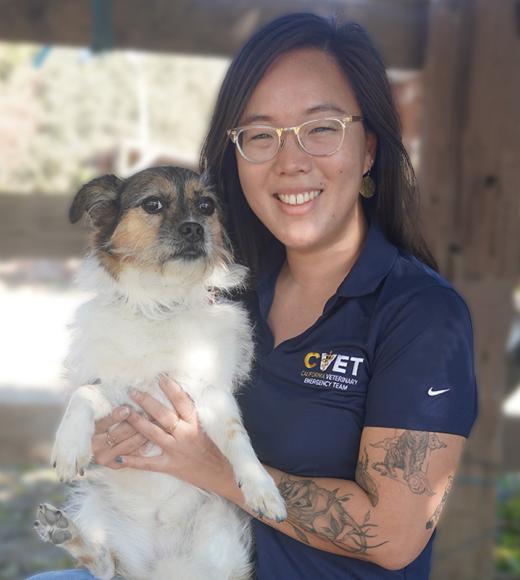 Eunah Preston holding a dog