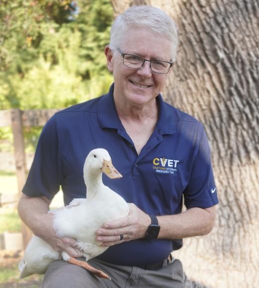 Michael Ziccardi holding a white duck